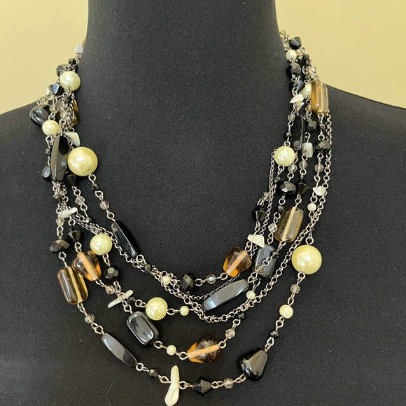 Lia Sophia Jewelry - Lia Sophia, multi-strand necklace, black/brown